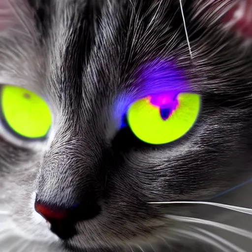 Prompt: ultra realistic nebula explosion in the eye of a cat