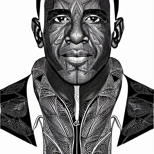 Prompt: a symmetrical portrait illustration of barack obama black and white hand drawn sketch on artstation 4 k intricate extremely detailed digital art by alex grey