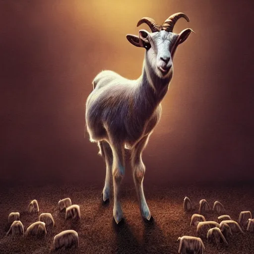 Prompt: Epic Album art cover, hayloft, goat with a gun, trending on artstation, award-winning art