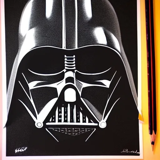 Image similar to A pencil sketch of Darth Vader, 4k, pencil art, shading, shadow,