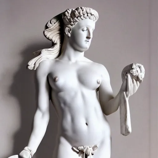 Image similar to ancient greek statue of jenna haze, advertising photography, white marble