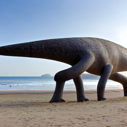 Image similar to a diplodocus in a beach with a text that says Diplodocus envios