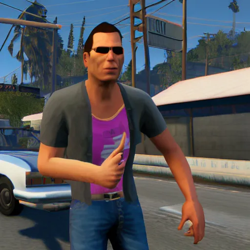 Prompt: A screenshot of Jerma985 in Grand Theft Auto