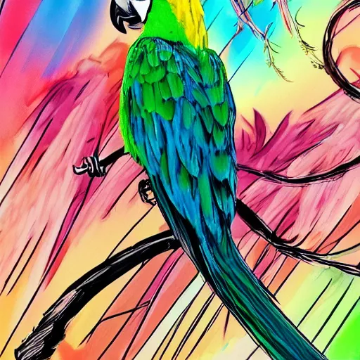 Image similar to a parrot, anime style