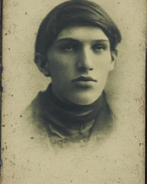 Image similar to tintype photo of alyosha karamazov, innocent handsome young russian man, by julia margaret cameron 1 8 8 0 s, realistic, portrait, sharp focus, 8 k high definition, insanely detailed, intricate, elegant