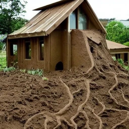 Image similar to Spikey house, organic, earth, mud