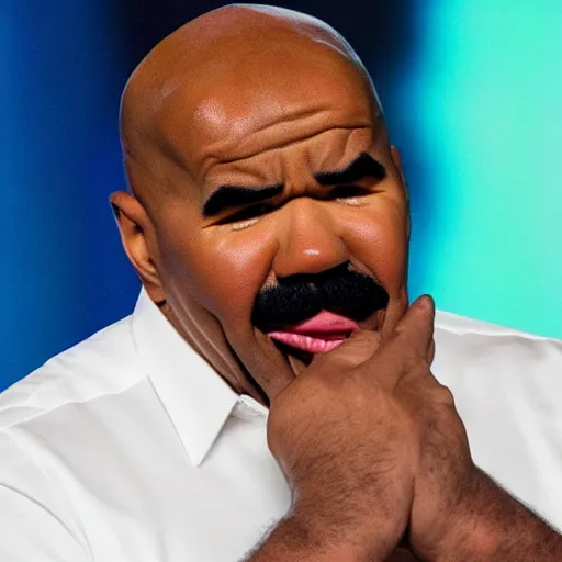 Prompt: photo of steve harvey crying because the cheeseburger he just bit into tasted so delicious