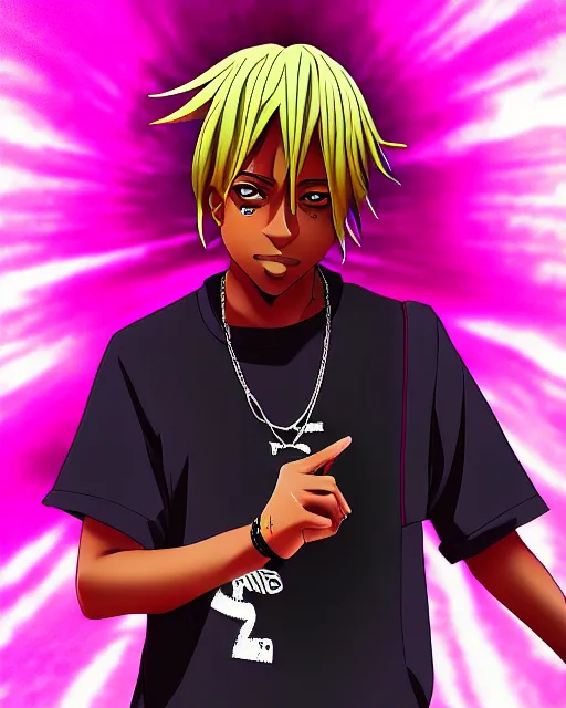 Image similar to juice wrld rapper rockstar legend as an anime character highly detailed photo realistic anime digital art