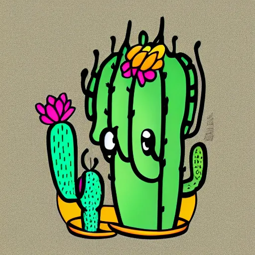 Prompt: : cartoon cactus character