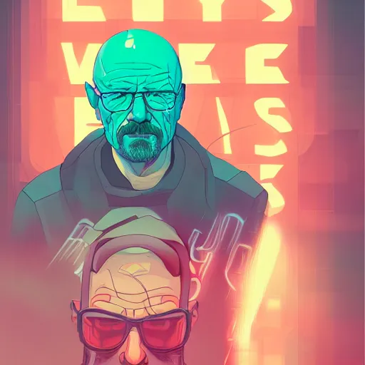 Prompt: high quality illustration, walter white portrait, cyberpunk colors, vaporwave, retro, neotrad, lois van baarle, moebius, league of legend, arcane style