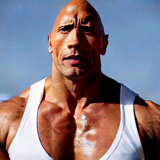 Prompt: dwayne the rock johnson if his head was a rock