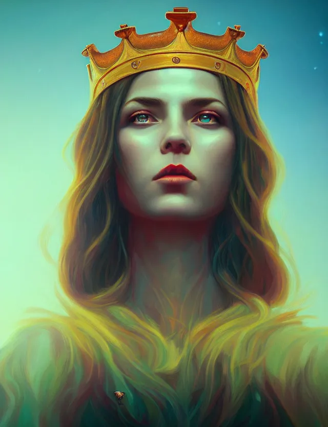 Image similar to blurred background. close-up portrait of a goddess in crown, by Alex Gross, Anato Finnstark and Alena Aenami. unreal engine