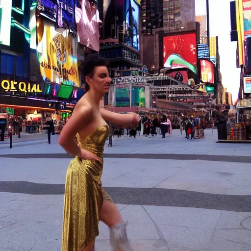 Prompt: beautiful barefoot cleopatra confused in times quare