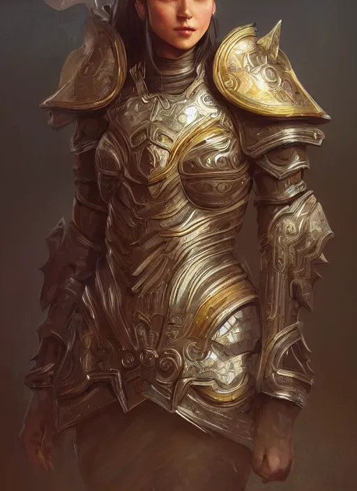 Prompt: a highly detailed character portrait of a radiant female paladin, ornate gothic armor, intricate, digital painting, artstation, intricate, concept art, smooth, sharp focus, illustration, art by Mandy Jurgens