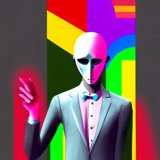 a vibrant art piece of slenderman at pride parade | Stable Diffusion ...