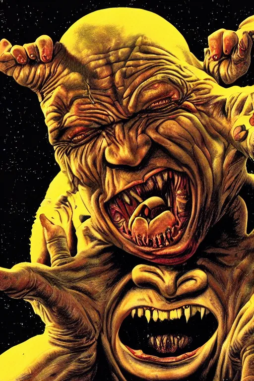 Image similar to alex jones being possessed by inter - dimensional demons, painting by richard corben and glenn fabry, 3 d, 8 k