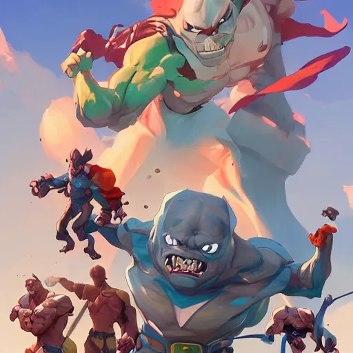 Image similar to hero world street sharks, behance hd by jesper ejsing, by rhads, makoto shinkai and lois van baarle, ilya kuvshinov, rossdraws global illumination