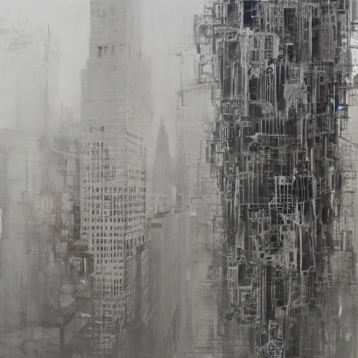 Image similar to new york 2 0 7 0, style by cy twombly, full details, hyper realistic, elegant, highly detailed, artstation, sharp focus