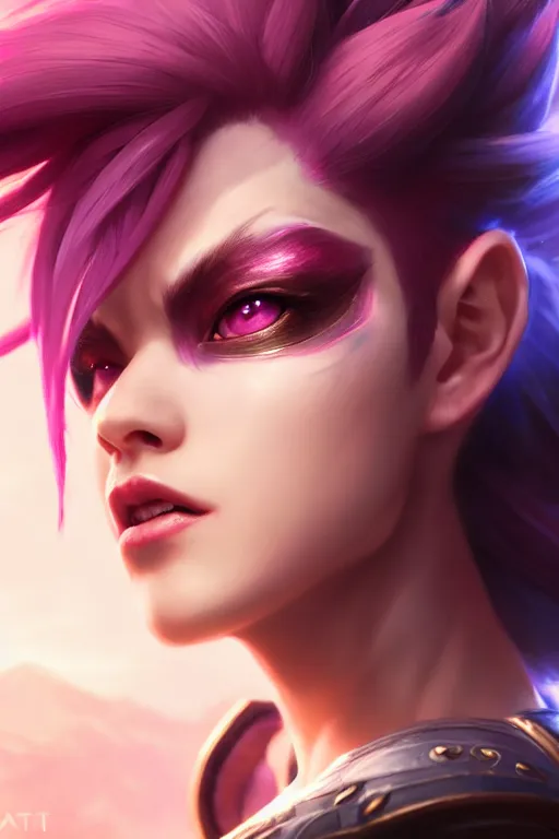 Prompt: ultra detailed face portrait of vi from league of legends from tv series arcane from netflix, extremely detailed digital painting, in the style of fenghua zhong and ruan jia and jeremy lipking and peter mohrbacher, mystical colors, rim light, beautiful lighting, 8 k, stunning scene, raytracing, octane, trending on artstation