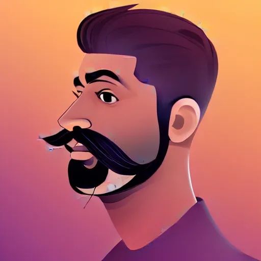 Image similar to the best brown male with beard and mustache profile picture of 2 0 2 5, 4 k, beautiful gorgeous digital art, trending on artstation