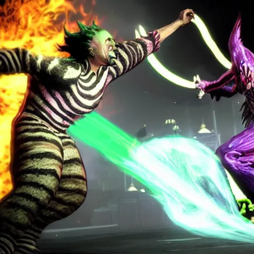 Prompt: beetlejuice in tekken 7, gameplay, fighting game,