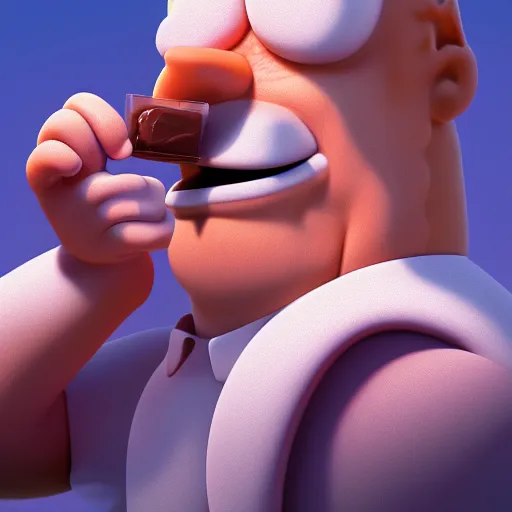 Prompt: Homer Simpson drinking a chocolate milkshake, hyperdetailed, artstation, cgsociety, 8k