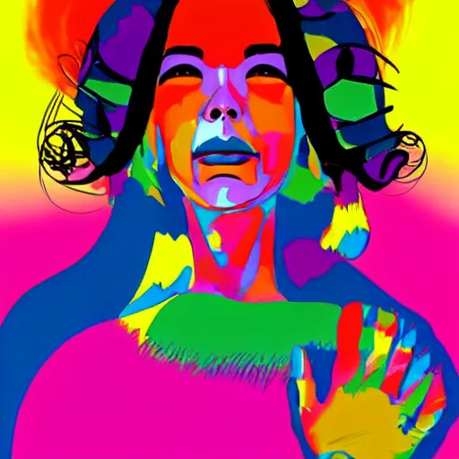 Prompt: bjork in the style of peter max