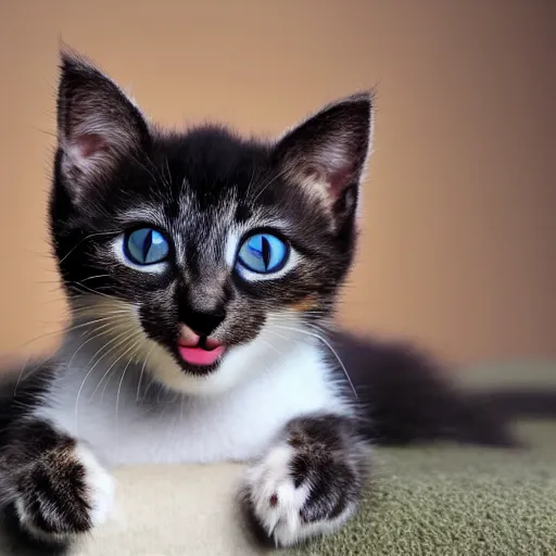 Image similar to a beautiful smiling kitten looking at the camera