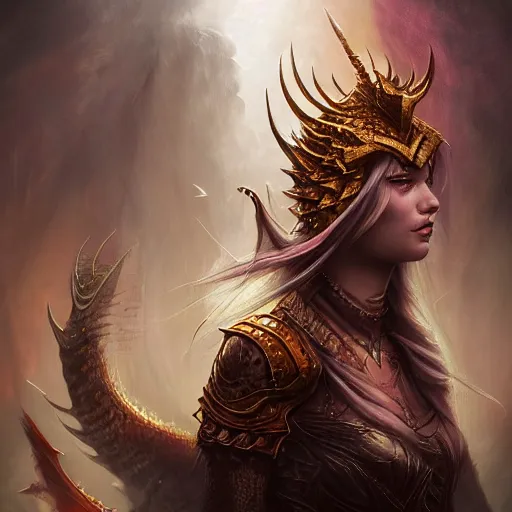 Image similar to the portrait of a dragon queen, epic fantasy art, trending on artstation, mystical, dragons, mystical atmosphere, high detail, high definiton, hyperrealistic, 4 k uhd