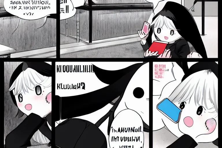 Image similar to kawaii whale checking her email, manga kaguya sama