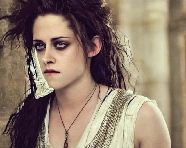 Image similar to kristen stewart as hypatia of alexandria, photograph, realistic