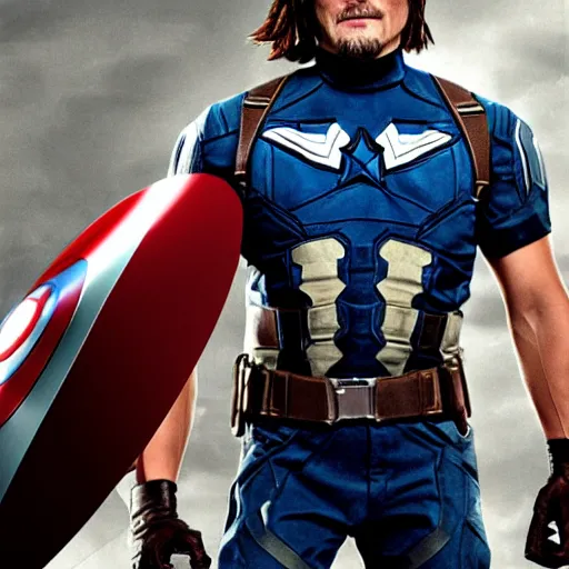 Prompt: Norman Reedus as Captain America