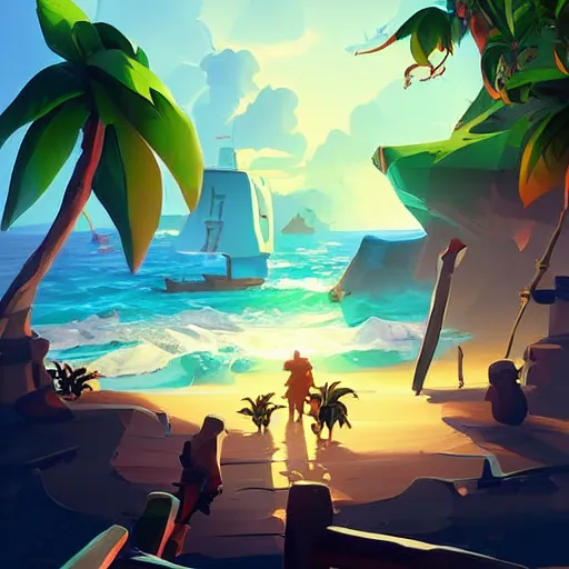 Image similar to painting treasure on sea of thieves game smooth median photoshop filter cutout vector, behance hd by jesper ejsing, by rhads, makoto shinkai and lois van baarle, ilya kuvshinov, rossdraws global illumination