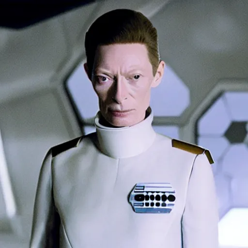 Image similar to tilda swinton as imperial officer in Star Wars aboard the Death Star