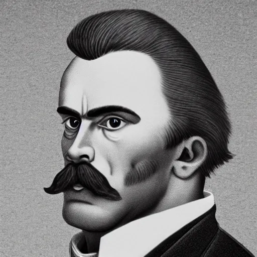 Prompt: the ultimate gigachad, incredibly muscular Friedrich Nietzsche, Friedrich Nietzsche with chiseled jawline, character art, trending on artstation