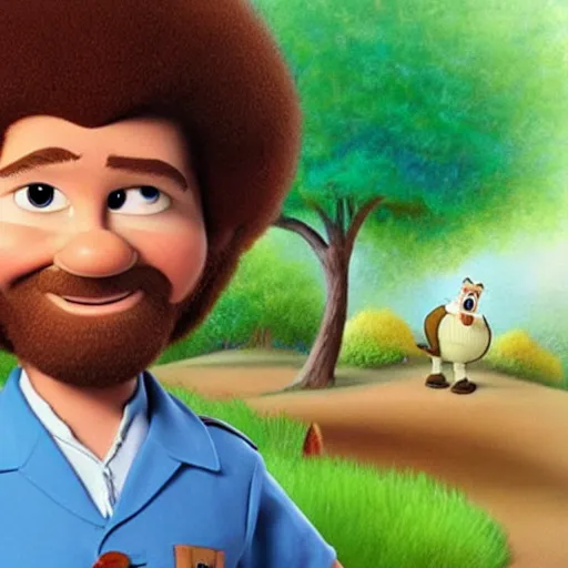 Prompt: bob ross as a disney character from up ( 2 0 0 9 )