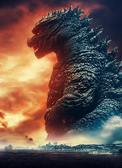 Prompt: an photo of Godzilla come out from the street hole, very realistic, high resolution,