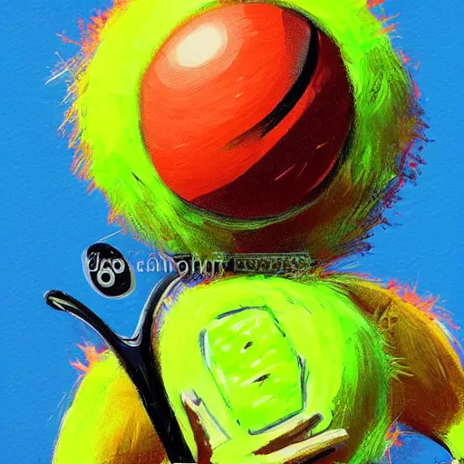 Prompt: a tennis ball monster ,tennis ball, tennis racket, colorful, digital art, fantasy, magic, trending on artstation, ultra detailed, professional illustration by Basil Gogos
