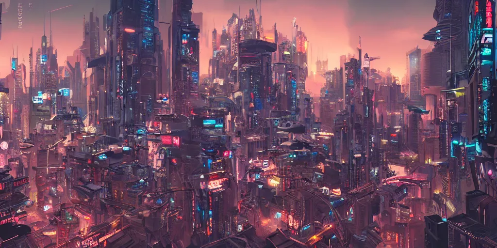 Image similar to Cyberpunk city with flying cars in Japan, evening, low angle view, detailed matte painting, cinematic, Moebius, Artstation