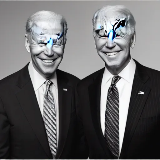 Image similar to A portrait photo of joe biden teams up with a teenage joe biden, perfect faces, 50 mm, award winning photography