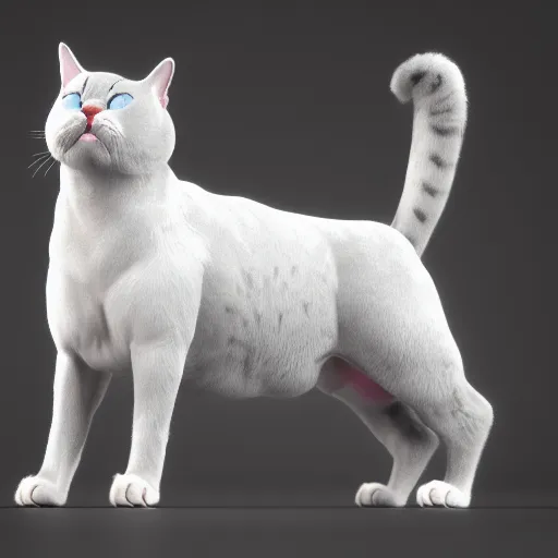 Prompt: a super muscly Belgian Blue mixed with a cat, very detailed, ultrarealistic, dramatic lighting, electrical details, high details, 4k, 8k, best, accurate, trending on artstation, fur, UE5 groom, photorealism, ultrarealistic, octane render, ray tracing, mental ray, unreal engine 5