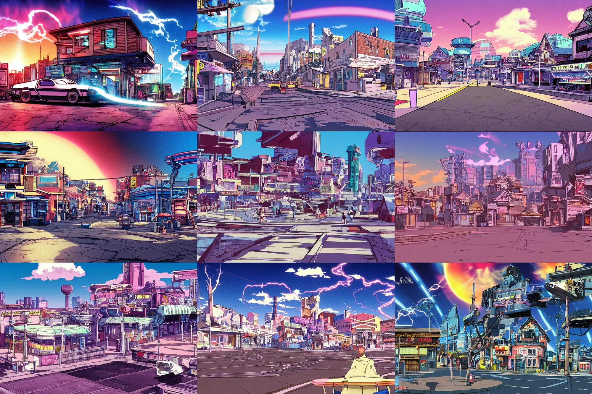 the futuristic town from back to the future 2, anime | Stable Diffusion