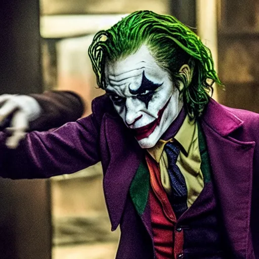 Image similar to film still of Emma Watson as joker in the new Joker movie