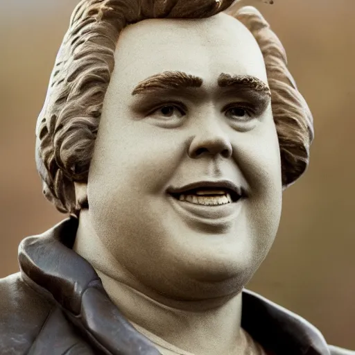 Image similar to a statue of john candy made out of hair, 8 k photo