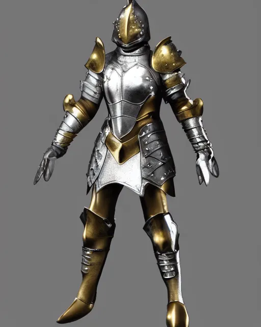 Prompt: heroic armor, medieval fantasy concept art, trending on artstation, shiny silver with gold trim, very flat shading, smooth lines, smooth contours, clean, symmetrical, front view