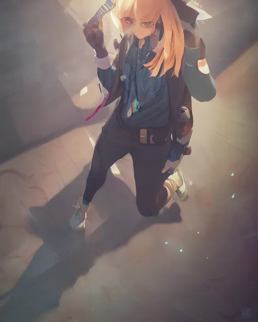 Prompt: a girl cosplaying at comicon, adorable outfit, full shot, atmospheric lighting, perfectly shaded body, detailed face, by makoto shinkai, stanley artgerm lau, wlop, rossdraws