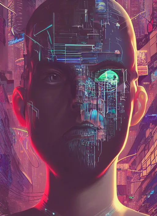 Image similar to portrait, cyberpunk hero, floating detailes, very detailed face, leaves by miyazaki, colorful palete illustration, kenneth blom, mental alchemy, james jean, pablo amaringo, naudline pierre, contemporary art, hyper detailed