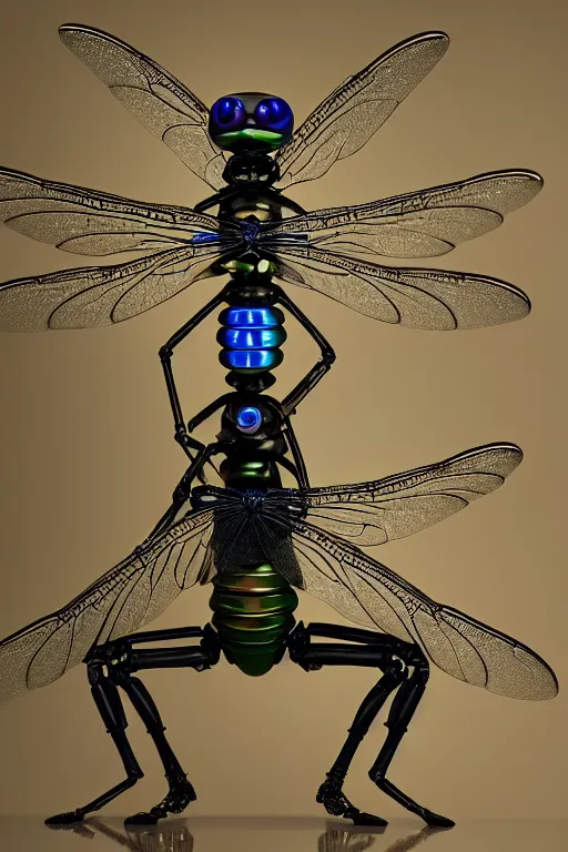 Prompt: a macro photograph of a pixar bio - mech cyborg dragonfly surrounded by sacred geometry by adam gor, by javier ruperez, by ellen jewett, 8 k