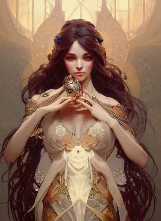 Image similar to cute anthropomorphic, fantasy, intricate, elegant, highly detailed, digital painting, artstation, concept art, wallpaper, smooth, sharp focus, illustration, art by artgerm and greg rutkowski and alphonse mucha