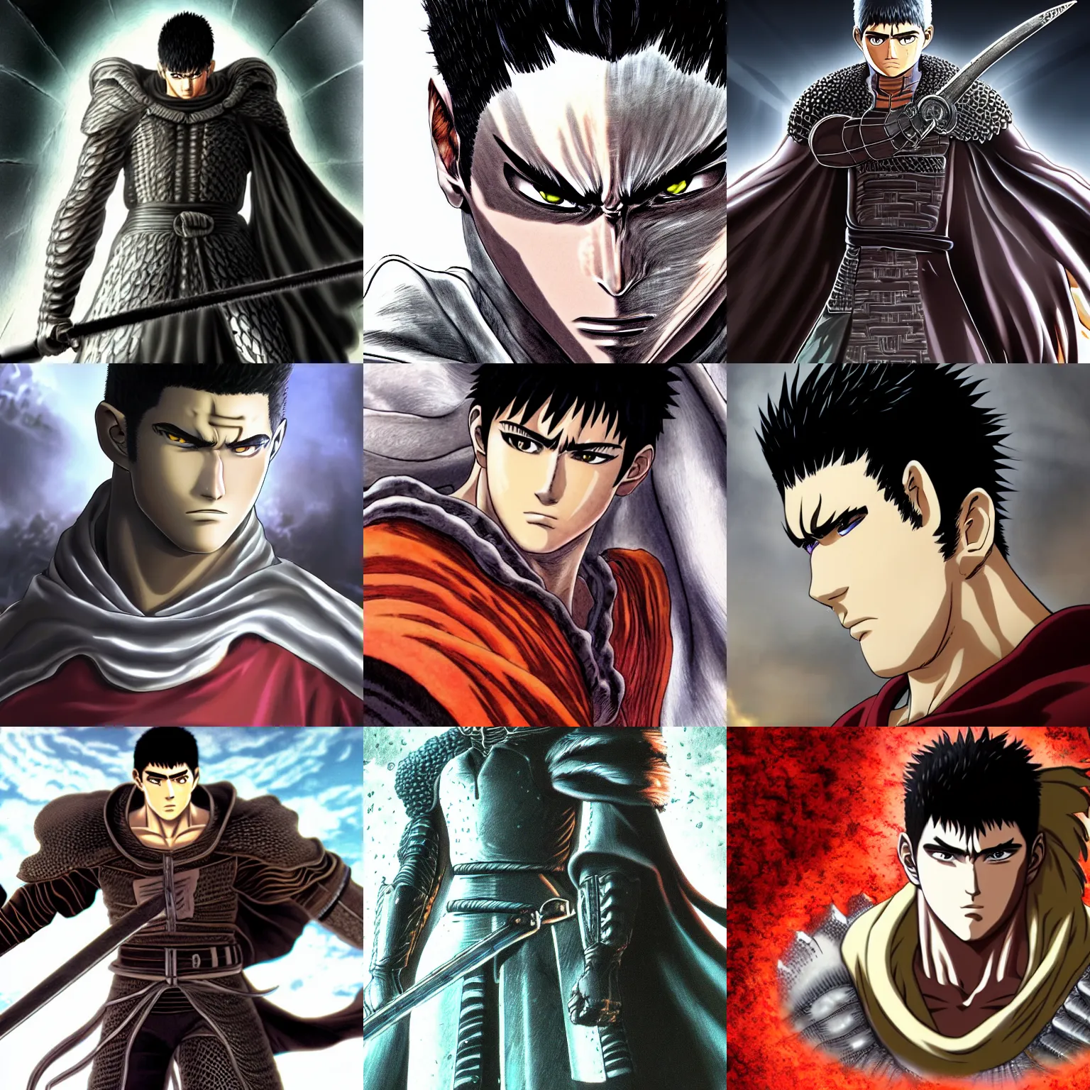 Prompt: high quality anime cg portrait of guts from berserk